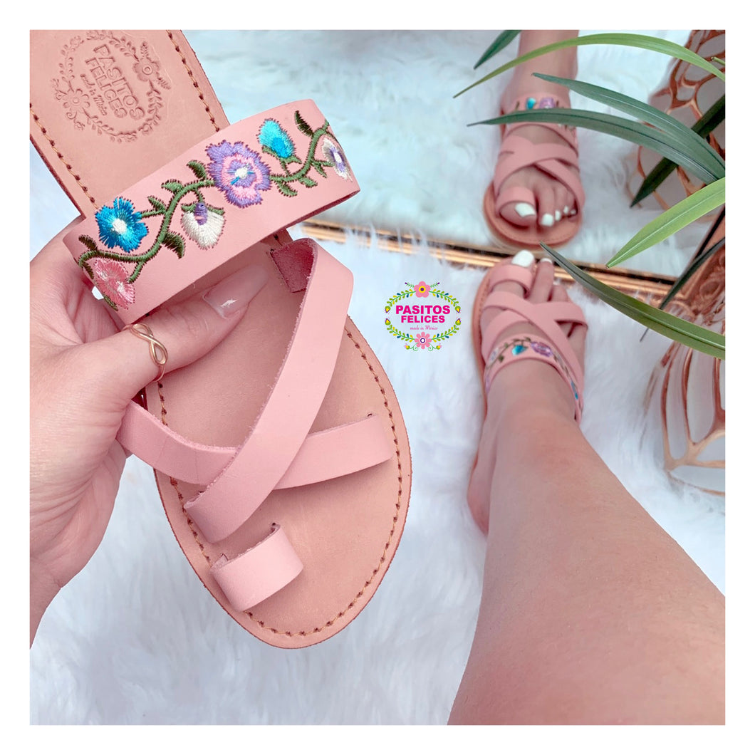 Pink Primavera Embroidered Sandal