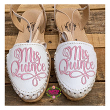 Cargar imagen en el visor de la galería, Mis Quince - Sweet 15 Pink Embroidered Leather Flats
