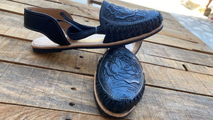 Mexico - Black Tooled lace up