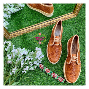 Light Tan Tooled Leather Loafers