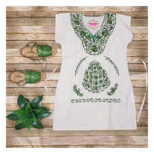 White manta dress- green