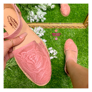 Mexico - Pink Tooled Leather Flats